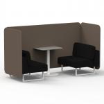 Brixworth 2 Seater Bench Booth With White Legs And Grey Table With White Leg In X2 Fabric - Theory Panels And Diameter Sofa SF003705