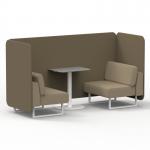 Brixworth 2 Seater Bench Booth With White Legs And Grey Table With White Leg In Main Line Flax Fabric - Bank Panels And Upminster Sofa SF003706