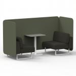 Brixworth 2 Seater Bench Booth With White Legs And Grey Table With White Leg In Main Line Flax Fabric - Monument Panels And Temple Sofa SF003707