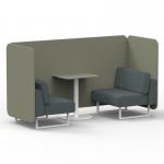 Brixworth 2 Seater Bench Booth With White Legs And Grey Table With White Leg In Main Line Flax Fabric - Newbury Panels And Westminster Sofa SF003708