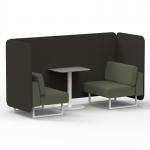 Brixworth 2 Seater Bench Booth With White Legs And Grey Table With White Leg In Main Line Flax Fabric - Temple Panels And Monument Sofa SF003709