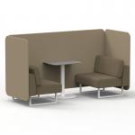 Brixworth 2 Seater Bench Booth With White Legs And Grey Table With White Leg In Main Line Flax Fabric - Upminster Panels And Bank Sofa SF003710