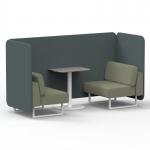 Brixworth 2 Seater Bench Booth With White Legs And Grey Table With White Leg In Main Line Flax Fabric - Westminster Panels And Newbury Sofa SF003711