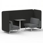 Brixworth 2 Seater Bench Booth With White Legs And Grey Table With White Leg In Synergy Fabric - Mix Panels And Partner Sofa SF003714