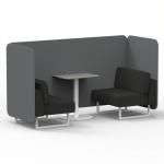 Brixworth 2 Seater Bench Booth With White Legs And Grey Table With White Leg In Synergy Fabric - Partner Panels And Mix Sofa SF003716