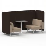 Brixworth 2 Seater Bench Booth With White Legs And Grey Table With White Leg In Synergy Fabric - Wed Panels And Affix Sofa SF003717