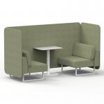 Brixworth 2 Seater Bench Booth With White Legs And White Table With White Leg In Rivet Fabric - Burnish Panels And Sofa SF003724