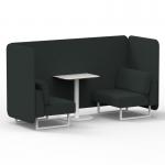 Brixworth 2 Seater Bench Booth With White Legs And White Table With White Leg In Rivet Fabric - Charcoal Panels And Sofa SF003725