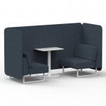 Brixworth 2 Seater Bench Booth With White Legs And White Table With White Leg In Rivet Fabric - Crucible Panels And Sofa SF003726