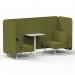 Brixworth 2 Seater Bench Booth With White Legs And White Table With White Leg In Rivet Fabric - Olive Panels And Sofa SF003727