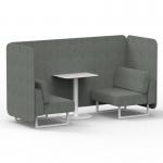 Brixworth 2 Seater Bench Booth With White Legs And White Table With White Leg In Rivet Fabric - Prime Panels And Sofa SF003728