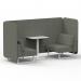Brixworth 2 Seater Bench Booth With White Legs And White Table With White Leg In Rivet Fabric - Vitreous Panels And Sofa SF003729