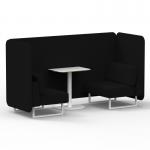 Brixworth 2 Seater Bench Booth With White Legs And White Table With White Leg In X2 Fabric - Diameter Panels And Sofa SF003732