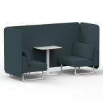 Brixworth 2 Seater Bench Booth With White Legs And White Table With White Leg In X2 Fabric - Polygon Panels And Sofa SF003734