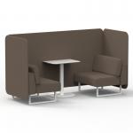Brixworth 2 Seater Bench Booth With White Legs And White Table With White Leg In X2 Fabric - Theory Panels And Sofa SF003735