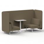 Brixworth 2 Seater Bench Booth With White Legs And White Table With White Leg In Main Line Flax Fabric - Bank Panels And Sofa SF003736