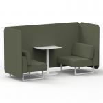 Brixworth 2 Seater Bench Booth With White Legs And White Table With White Leg In Main Line Flax Fabric - Monument Panels And Sofa SF003737