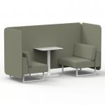 Brixworth 2 Seater Bench Booth With White Legs And White Table With White Leg In Main Line Flax Fabric - Newbury Panels And Sofa SF003738