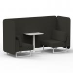 Brixworth 2 Seater Bench Booth With White Legs And White Table With White Leg In Main Line Flax Fabric - Temple Panels And Sofa SF003739