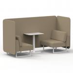 Brixworth 2 Seater Bench Booth With White Legs And White Table With White Leg In Main Line Flax Fabric - Upminster Panels And Sofa SF003740