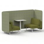 Brixworth 2 Seater Bench Booth With White Legs And White Table With White Leg In Rivet Fabric - Burnish Panels And Olive Sofa SF003754