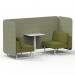 Brixworth 2 Seater Bench Booth With White Legs And White Table With White Leg In Rivet Fabric - Burnish Panels And Olive Sofa SF003754