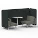 Brixworth 2 Seater Bench Booth With White Legs And White Table With White Leg In Rivet Fabric - Charcoal Panels And Vitreous Sofa SF003755