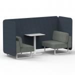 Brixworth 2 Seater Bench Booth With White Legs And White Table With White Leg In Rivet Fabric - Crucible Panels And Prime Sofa SF003756