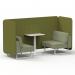Brixworth 2 Seater Bench Booth With White Legs And White Table With White Leg In Rivet Fabric - Olive Panels And Burnish Sofa SF003757