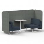 Brixworth 2 Seater Bench Booth With White Legs And White Table With White Leg In Rivet Fabric - Prime Panels And Crucible Sofa SF003758