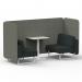 Brixworth 2 Seater Bench Booth With White Legs And White Table With White Leg In Rivet Fabric - Vitreous Panels And Charcoal Sofa SF003759