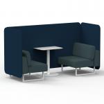 Brixworth 2 Seater Bench Booth With White Legs And White Table With White Leg In X2 Fabric - Calculus Panels And Polygon Sofa SF003761