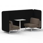 Brixworth 2 Seater Bench Booth With White Legs And White Table With White Leg In X2 Fabric - Diameter Panels And Theory Sofa SF003762