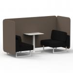 Brixworth 2 Seater Bench Booth With White Legs And White Table With White Leg In X2 Fabric - Theory Panels And Diameter Sofa SF003765