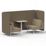 Brixworth 2 Seater Bench Booth With White Legs And White Table With White Leg In Main Line Flax Fabric - Bank Panels And Upminster Sofa SF003766
