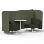 Brixworth 2 Seater Bench Booth With White Legs And White Table With White Leg In Main Line Flax Fabric - Monument Panels And Temple Sofa SF003767