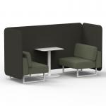Brixworth 2 Seater Bench Booth With White Legs And White Table With White Leg In Main Line Flax Fabric - Temple Panels And Monument Sofa SF003769