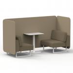 Brixworth 2 Seater Bench Booth With White Legs And White Table With White Leg In Main Line Flax Fabric - Upminster Panels And Bank Sofa SF003770