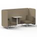 Brixworth 2 Seater Bench Booth With White Legs And White Table With White Leg In Main Line Flax Fabric - Upminster Panels And Bank Sofa SF003770