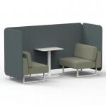 Brixworth 2 Seater Bench Booth With White Legs And White Table With White Leg In Main Line Flax Fabric - Westminster Panels And Newbury Sofa SF003771