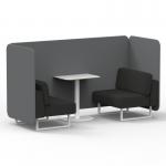 Brixworth 2 Seater Bench Booth With White Legs And White Table With White Leg In Synergy Fabric - Partner Panels And Mix Sofa SF003776