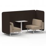 Brixworth 2 Seater Bench Booth With White Legs And White Table With White Leg In Synergy Fabric - Wed Panels And Affix Sofa SF003777