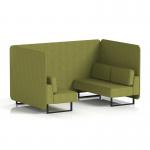Brixworth 4 Seater Bench Booth With Black Legs In Rivet Fabric - Olive Panels And Sofa SF003787