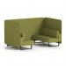 Brixworth 4 Seater Bench Booth With Black Legs In Rivet Fabric - Olive Panels And Sofa SF003787