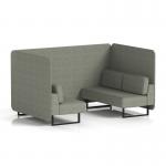 Brixworth 4 Seater Bench Booth With Black Legs In Rivet Fabric - Vitreous Panels And Sofa SF003789