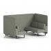 Brixworth 4 Seater Bench Booth With Black Legs In Rivet Fabric - Vitreous Panels And Sofa SF003789