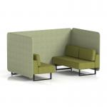 Brixworth 4 Seater Bench Booth With Black Legs In Rivet Fabric - Burnish Panels And Olive Sofa SF003814