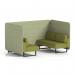 Brixworth 4 Seater Bench Booth With Black Legs In Rivet Fabric - Burnish Panels And Olive Sofa SF003814