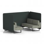 Brixworth 4 Seater Bench Booth With Black Legs In Rivet Fabric - Charcoal Panels And Vitreous Sofa SF003815
