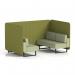 Brixworth 4 Seater Bench Booth With Black Legs In Rivet Fabric - Olive Panels And Burnish Sofa SF003817
